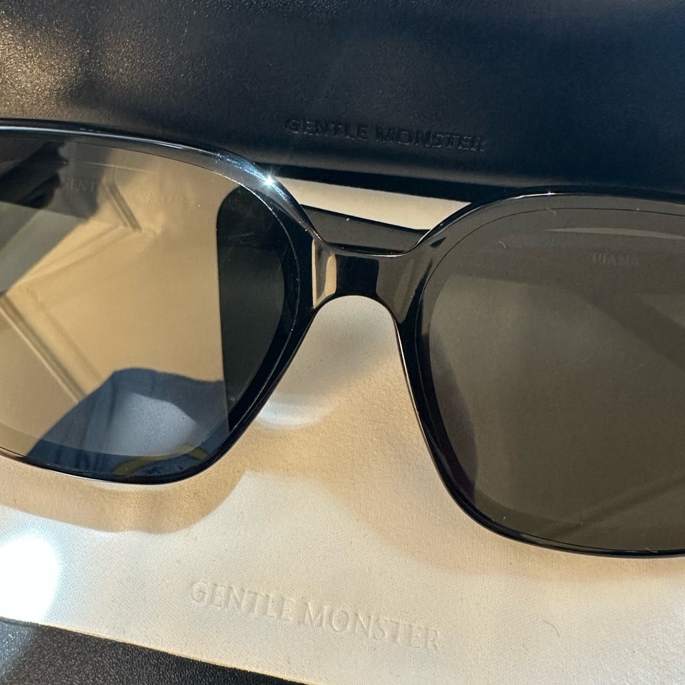 GENTLE MONSTER Glossy Black Sunglasses with Dark Smoke Lenses